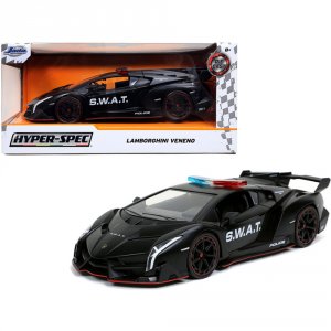 Jada 32261 Lamborghini Veneno S.w.a.t. Police Car Matt Black Hyper-spe