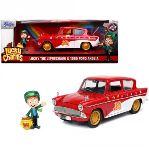 Jada 32200 1959 Ford Anglia Red And White With Lucky The Leprechaun Di