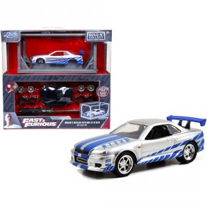 Jada 31288 Model Kit Brian\'s Nissan Skyline Gt-r R34 Silver And Blue 