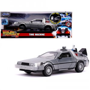 Jada 31468 Delorean Brushed Metal Time Machine With Lights (flying Ver