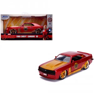 Jada 31744 1969 Chevrolet Camaro Ss Red Metallic And Gold Iron Man Ave