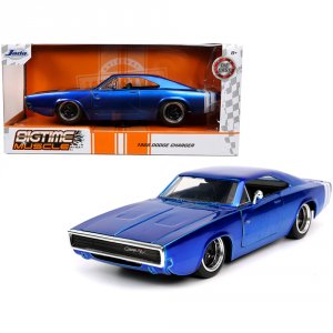 Jada 31865 1968 Dodge Charger Rt Candy Blue With White Stripes Bigtime