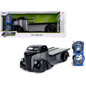 Jada JA31540 1947 Ford Coe Flatbed Tow Truck Gray And Black With Extra