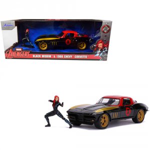 Jada 31749 1966 Chevrolet Corvette With Black Widow Diecast Figurine A