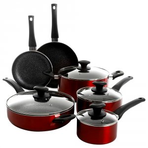 Oster 124952.1 Merrion 10 Piece Nonstick Aluminum Cookware Set In Red