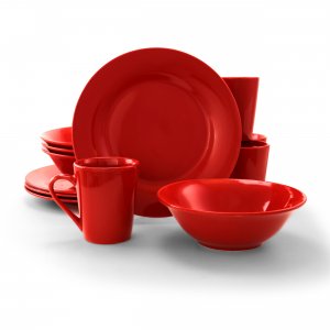 Gibson 116910.12 Home Carlton 12-piece  Dinnerware Set In Red