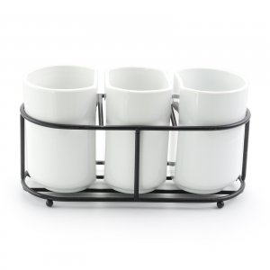 Gibson 124204.04 Elite Fine Ceramic 4 Piece Utensil Holder In White