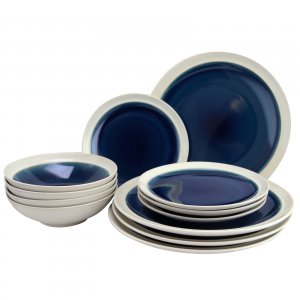 Gibson 116883.12 Elite Clementine 12 Piece Dinnerware Set In Blue