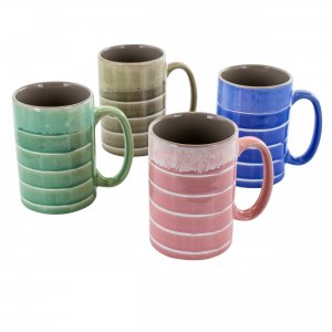 Meritage 119666.01 Reactive Layers 4 Piece 16 Ounce Stoneware Mug Set 