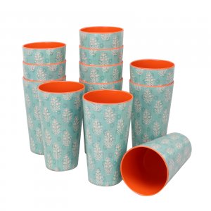 Studio 94945.01 Solina 20 Oz. Melamine Tumbler Cup In Decorated Aqua, 