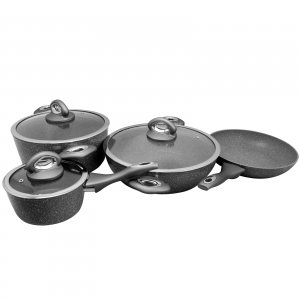 Oster 104443.07 Caswell 7 Piece Aluminum Cookware Set In Grey Marble