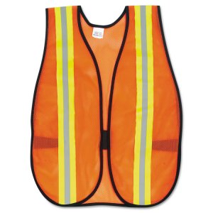 Mcr MCS CRWV201R Crews Reflective Fluorescent Safety Vest - Elastic St