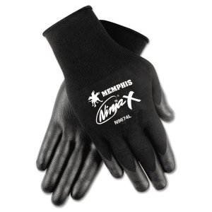 Mcr N9674M Gloves,seamlss Dip,med,bk