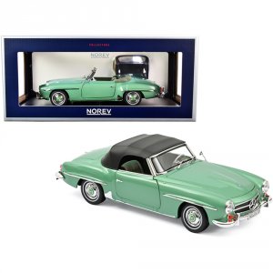 Norev 183401 1957 Mercedes Benz 190 Sl Cabriolet Light Green Metallic 