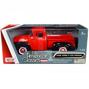 Motormax 73235rdbk 1956 Ford F-100 Pickup Truck Red And Black With Whi