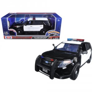 Motormax 73996 2015 Ford Police Interceptor Utility Black And White Wi