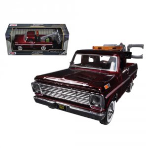 Motormax 75345bur 1969 Ford F-100 Tow Truck Burgundy 124 Diecast Model