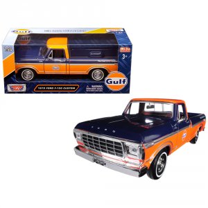 Motormax 79652 1979 Ford F-150 Custom Pickup Truck Gulf Dark Blue And 