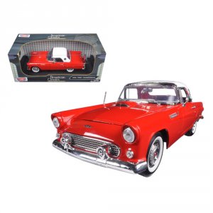 Motormax 73176TC-W 1956 Ford Thunderbird Hardtop Red With White Top Am