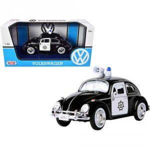 Motormax 79578 1966 Volkswagen Beetle Police Car Black And White 124 D