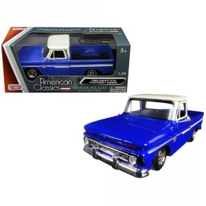 Motormax 73355bl-w 1966 Chevrolet C10 Fleetside Pickup Truck Blue With