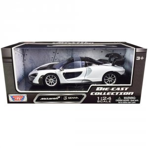 Motormax 79355w Mclaren Senna White And Black 124 Diecast Model Car By