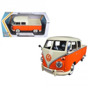 Motormax 79343OR-CRM Volkswagen Type 2 (t1) Double Cab Pickup Truck Or