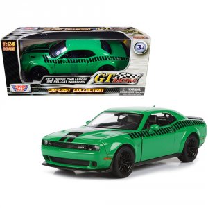 Motormax 73786grn 2018 Dodge Challenger Srt Hellcat Widebody Green Wit