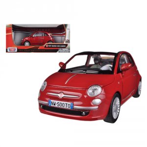 Motormax 73374r Fiat 500 Nuova Cabrio Red 124 Diecast Model Car By