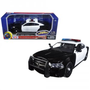 Motormax 79533 2011 Dodge Charger Pursuit Police Car Black And White W