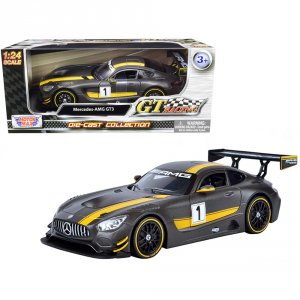 Motormax 73784 Mercedes Amg Gt3 1 Matt Gray With Yellow Stripes Gt Rac