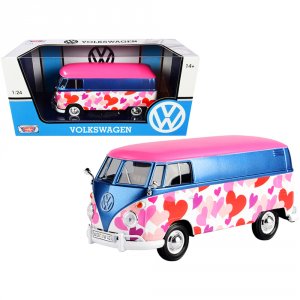 Motormax 79581 Volkswagen Type 2 (t1) Delivery Van Love Pink And Blue 