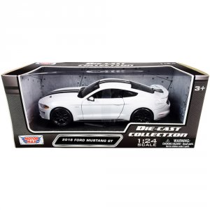 Motormax 79352whbk 2018 Ford Mustang Gt 5.0 White With Black Stripes 1