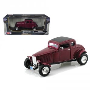 Motormax 73171bk 1932 Ford Five Window Coupe Burgundy 118 Diecast Mode