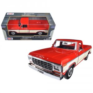 Motormax 79346AC-REDCRM 1979 Ford F-150 Pickup Truck Two Tone Red And 