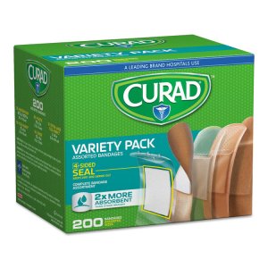 Medline MII CUR0800RB Curad Variety Pack 4-sided Seal Bandages - 200bo