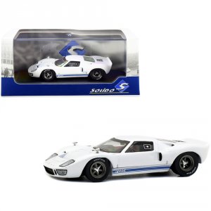 Solido S4303200 1966 Ford Gt40 White With Blue Stripes 143 Diecast Mod