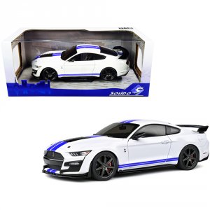 Solido S1805904 2020 Ford Mustang Shelby Gt500 White With Blue Stripes