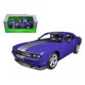 Welly 24049pur Dodge Challenger Srt Purple With Silver Stripes 124-127