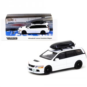 Tarmac T64R-042-WH Mitsubishi Lancer Evolution Wagon With Roof Box Whi