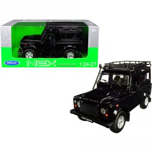 Welly 22498SPW-BK Land Rover Defender With Roof Rack Black 124-127 Die