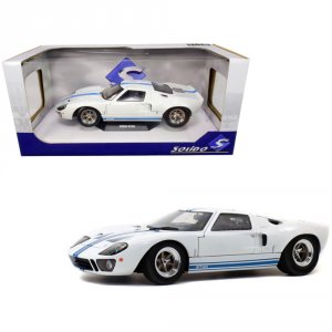 Solido S1803002 Ford Gt40 Widebody White With Blue Stripes 118 Diecast