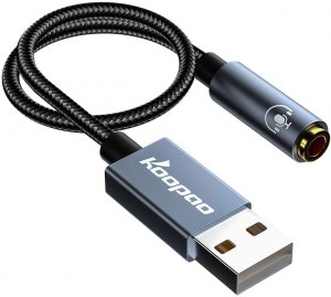 Koopao T1A1-R-GY Usb To 3.5mm Jack Audio Adapter,  2in1 External Usb S