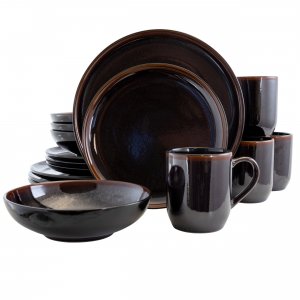 Elama EL-MIDNIGHTBEACH Midnight Beach 16 Piece Dinnerware Set In Metal