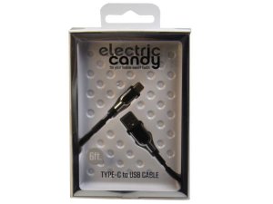 Bulk EN870 Electric Candy 6 Ft Type C Cable In Black  Silver