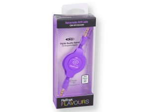 Bulk EN952 Retrak 5 Foot Retractable Aux Audio Cable In Purple