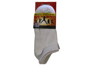 Bulk BJ395 Size 10-13 White Athletic No Show Fly Knit 3 Pack Socks