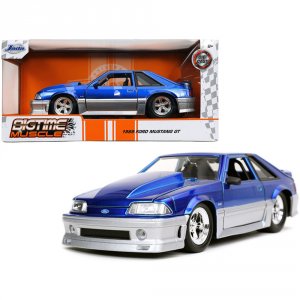 Jada 32670 1989 Ford Mustang Gt 5.0 Candy Blue And Silver Bigtime Musc