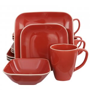 Gibson 122906.16 Home Square Dance 16-piece Dinnerware Set, Red