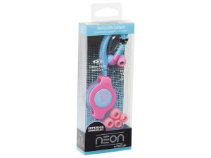 Bulk EN178 Retrak Retractable Neon Pinkblue Sports Earbuds